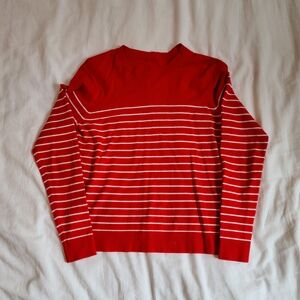 Red & White Striped Crewneck Sweater